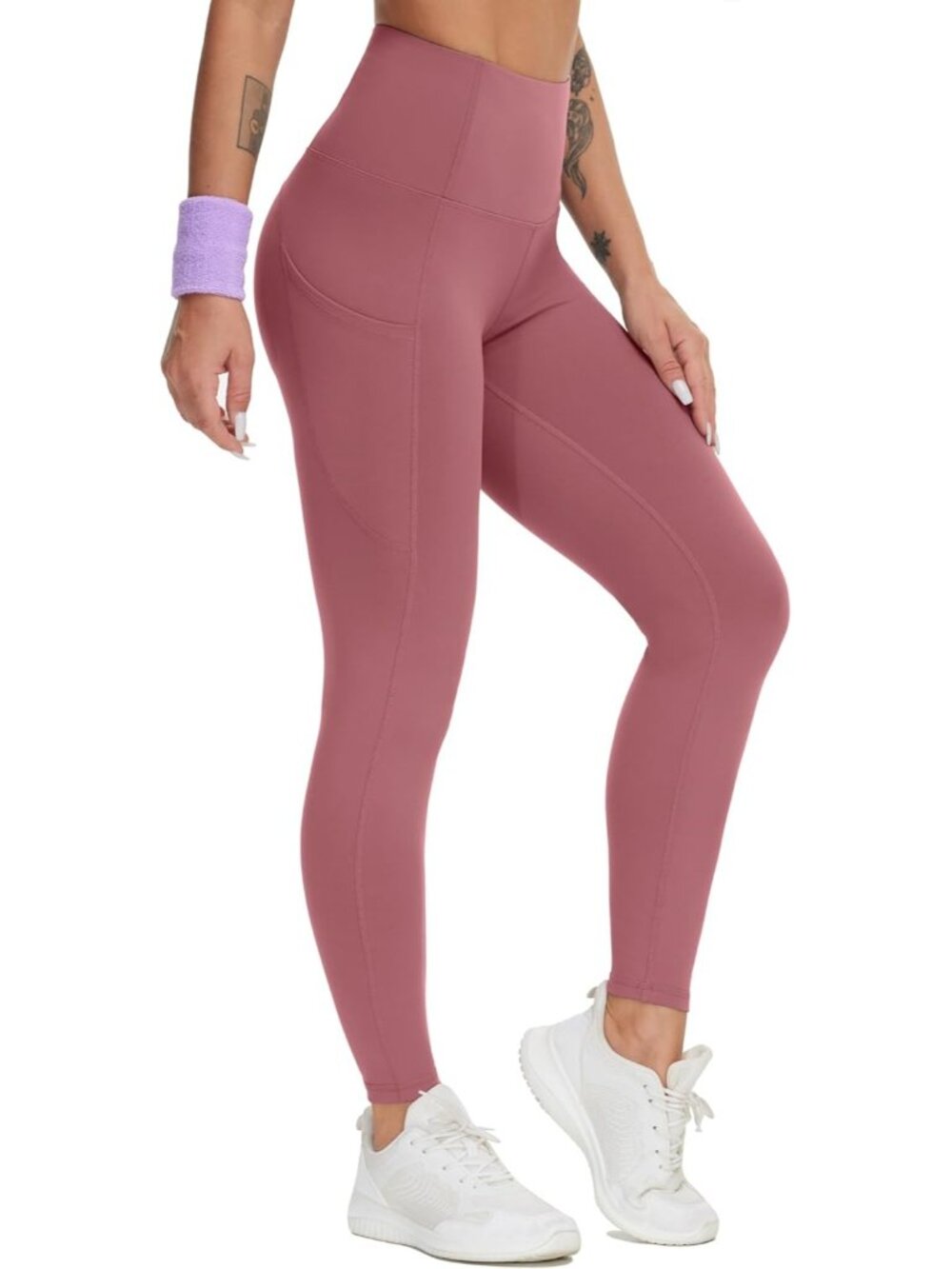 Women's Rose Red Thick High Waist Tummy Control Workout Yoga Leggings